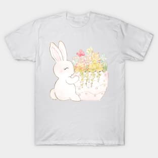 Rabbit and succulent ink and watercolor T-Shirt